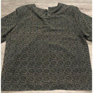 Vtg Worthington Womens Size XL Green Top Career Blouse Shoulder Pads Y2K‎ USA